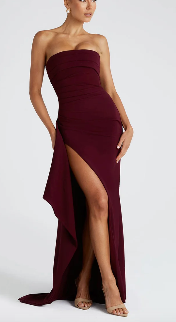 Alana Split Maxi Dress in Light Yellow full length - Maeve & Erin Dublin